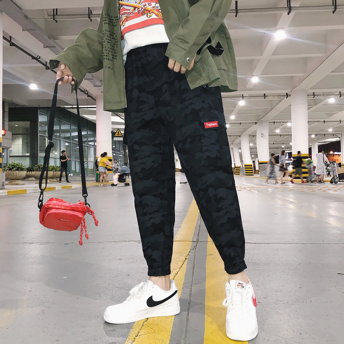 Fashion Casual Men's Overalls Spring And Autumn New S-2XL Loose Beam Pants Three-color Camouflage Personality Youth Popular