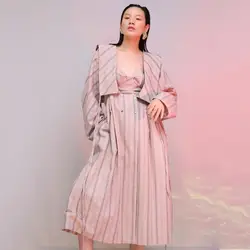 SHENGPALAE/2019 г. Весенняя новинка, v-образный вырез, жаккардовое хлопковое платье с объемной чашкой, из двух предметов, ветровка, женское платье