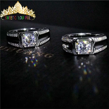 

100% 18K 750Au Gold Moissanite Diamond man Ring D color VVS With national certificate MO-003