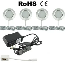 Светодиодный подсветка для шкафов 12V 3W Кухня счетчик мебельная полка освещение под шкаф украшения мебели круглый точечные лампы