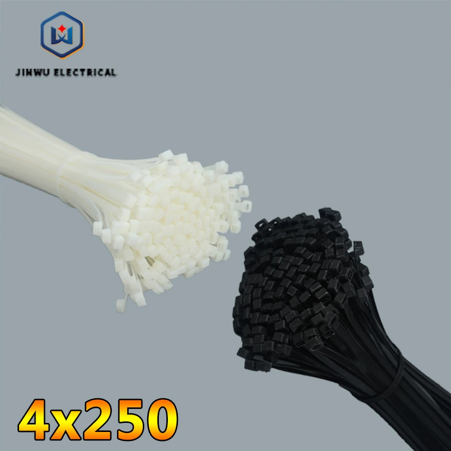 

250mm Self-locking Nylon Cable Ties 6inch 250pcs/pack Plastic Zip Tie 18 lbs whiteblack wire binding wrap straps UL Certified