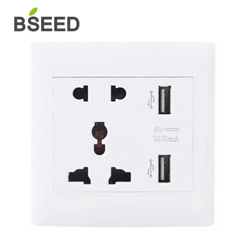 BSEED домашний универсальный настенный разъем двойной 2 USB переключатель питания