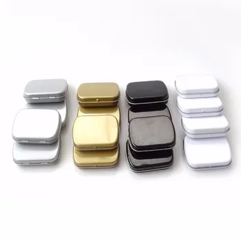 

100pcs 60*47*15mm Mini Tin Box Metal Storage Box Jewelry Case Candy Box Gift Packaging Container Black White Silver