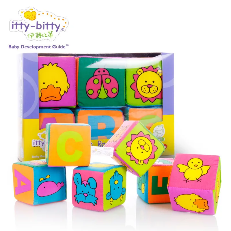 

TOP! 6pcs in 1 Set 9cm*9cm*9cm Cloth Building Blocks New Infant Baby Cloth Doll Soft Rattle early Baby Toy Soft Plush Set Cube