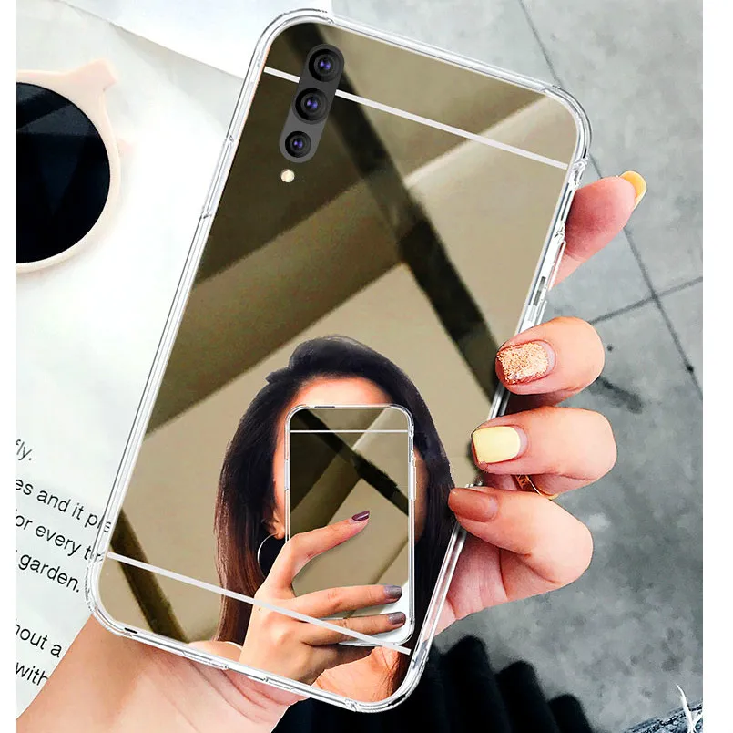 Luxury Mirror Effect Case For Samsung Galaxy A10 A20 A30 A40 A50 A70 M20 J4 J6 J8 A9 A8 A6 plus A7 Silicone TPU Cover Capas