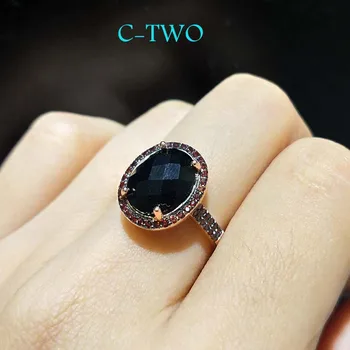 

C T W O , Rose gold ring with oval 8*10 mm agate gemstone setting trendy jewelry gift for women 925 sterling silver ring