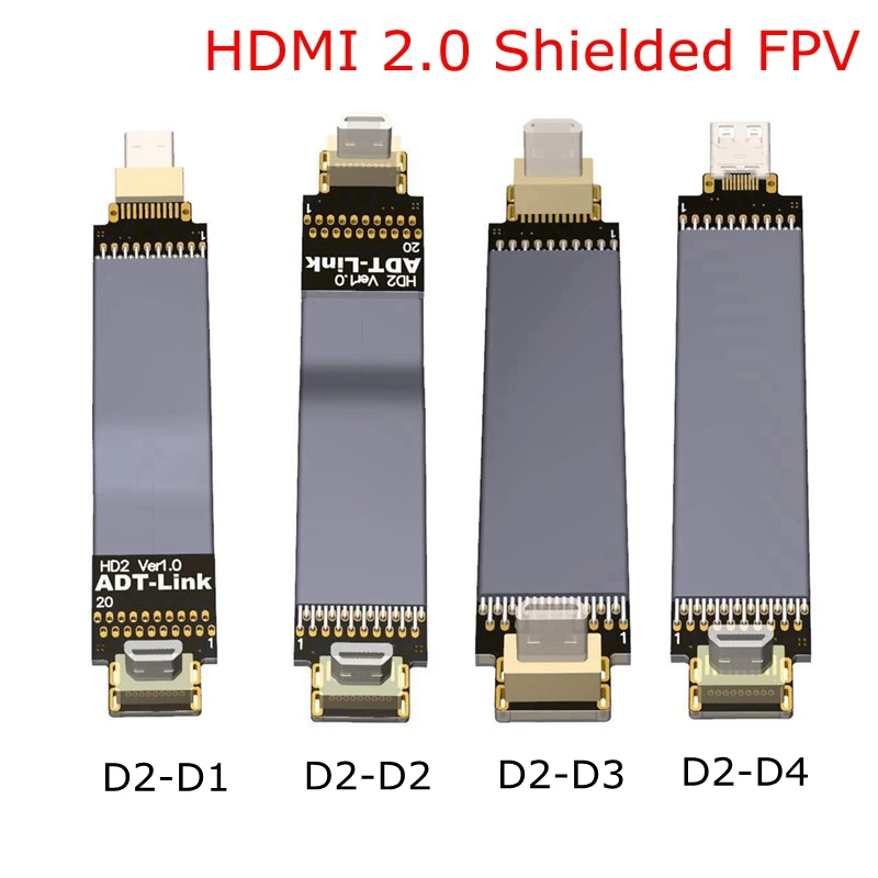 D2 D FPV Micro HDMI 90 degree Shielded Adapter 5cm 2m FPC Ribbon Flat