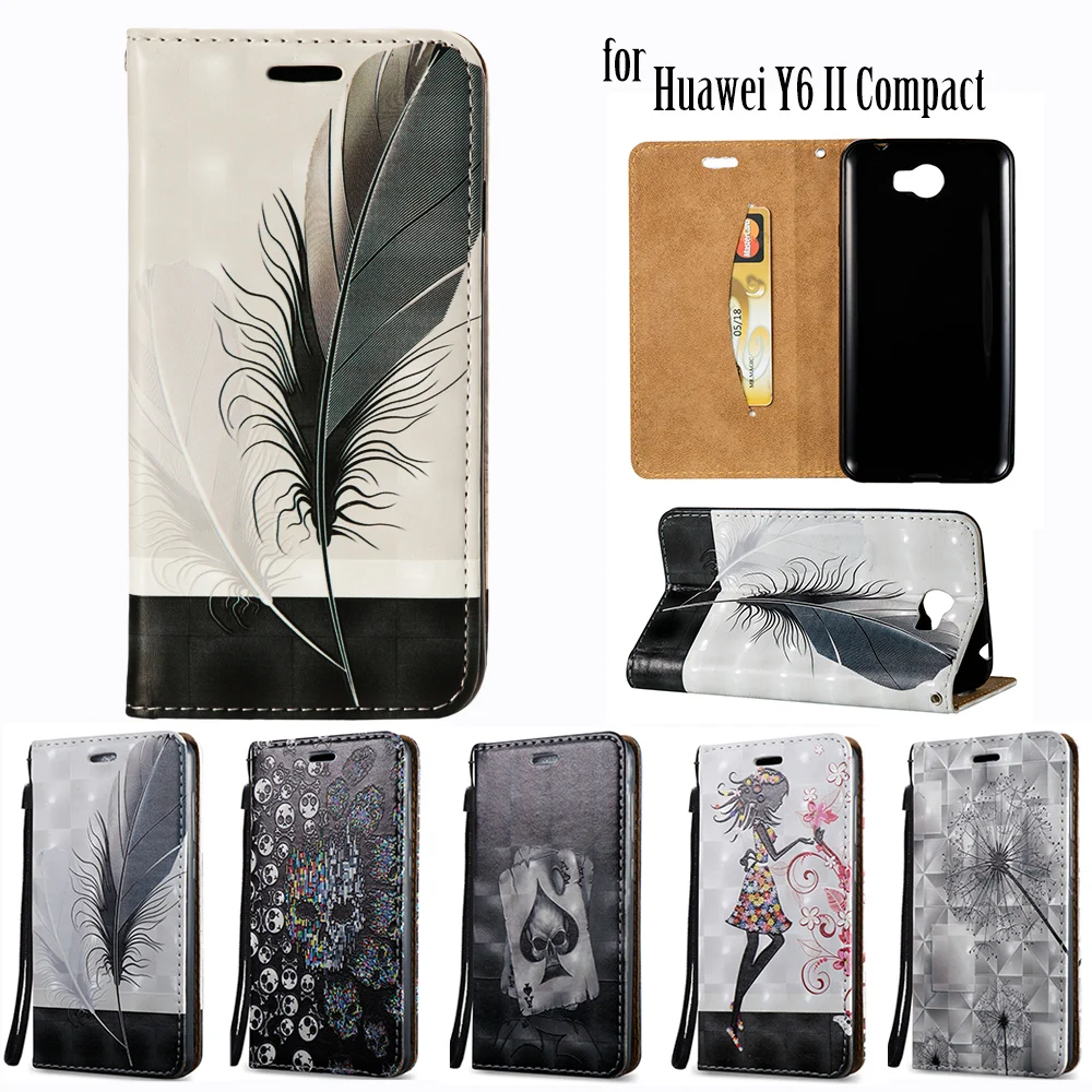Флип чехол для Huawei y6ii Compact LYO-L01 LYO-L21 кожаный телефон Обложка Y6 II Y 6 2 6ii компактный