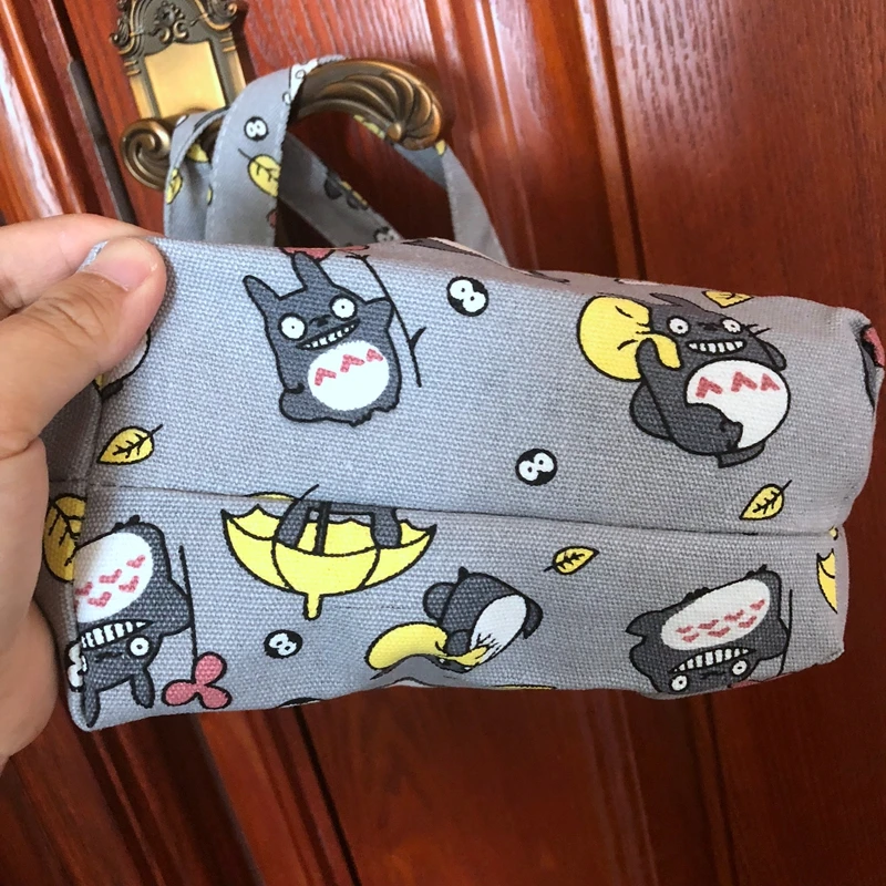 Totoro Penguin Lunch Bag Cartoon Cute Bags Canvas Picnic Travel Storage Bag Fashion Lunch Bags for Women Girls Ladies Kids