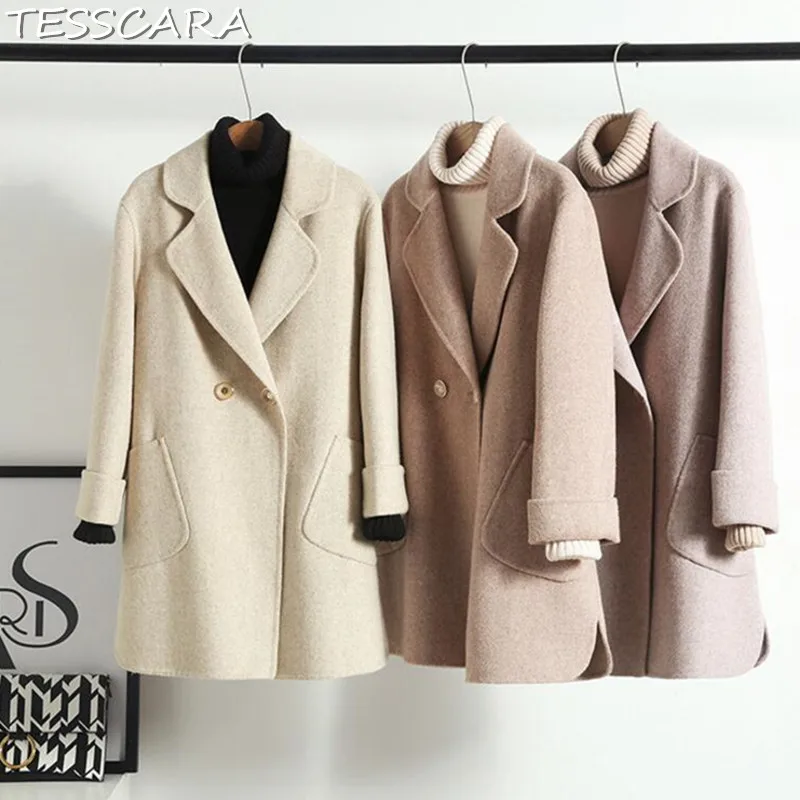 TESSCARA Women Autumn & Winter Cashmere Jacket Coat Female