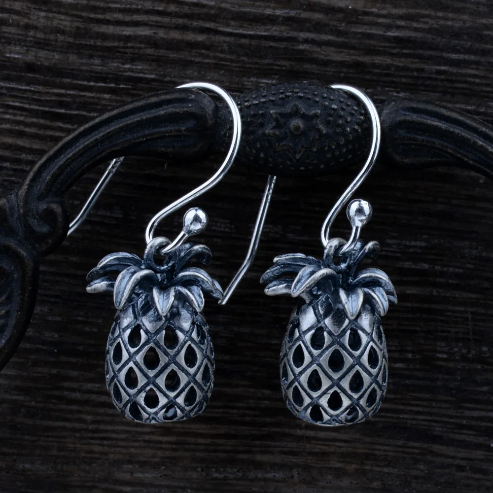 

Mythic Age Real 925 Sterling Silver Vintage Pineapple Drop Dangle Earrings Jewelry Gift for Woman Girl