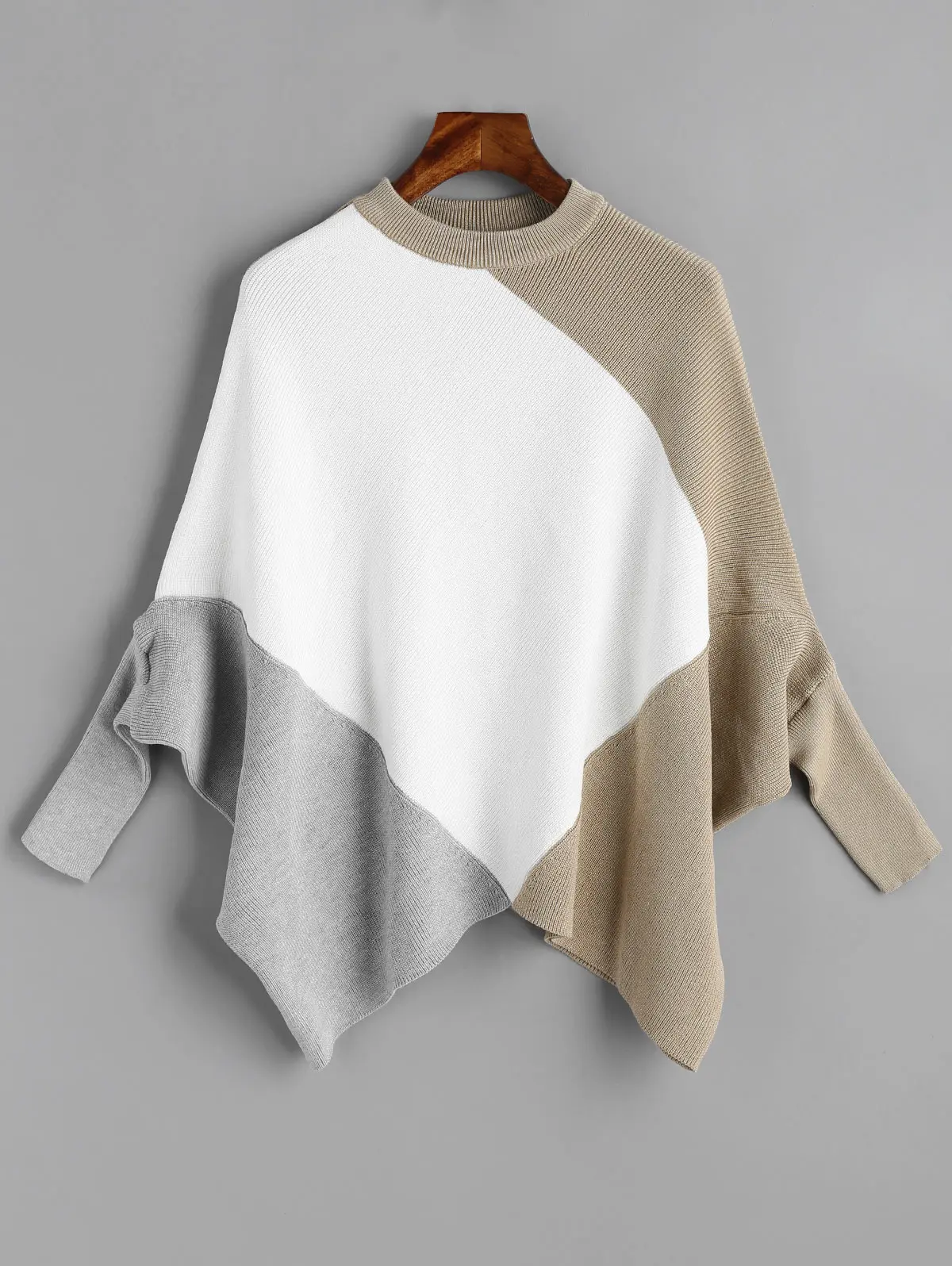ZAFUL Women Sweaters Women Color Hit Batwing Sleeve