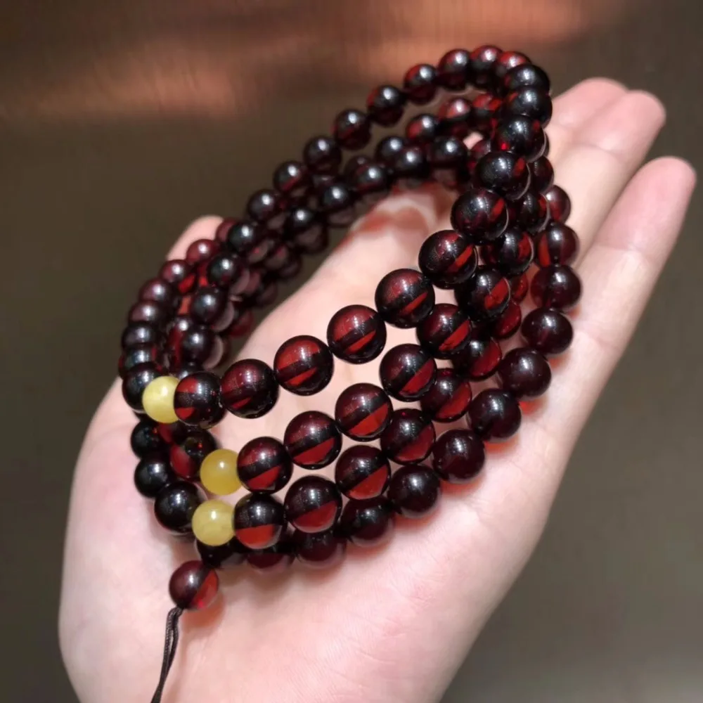 Wholesale Natural Baltic Blood Amber 108 Prayer Beads 8mm9mm Round