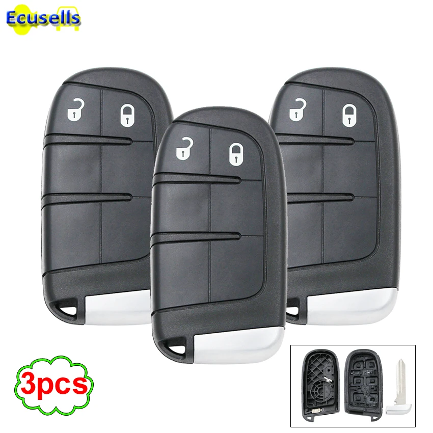 

3pcs/lot New Keyless Smart Remote Key Case for Dodge Journey 2011-2015 2 Buttons +Blade key shell fob for Chrysler for Jeep