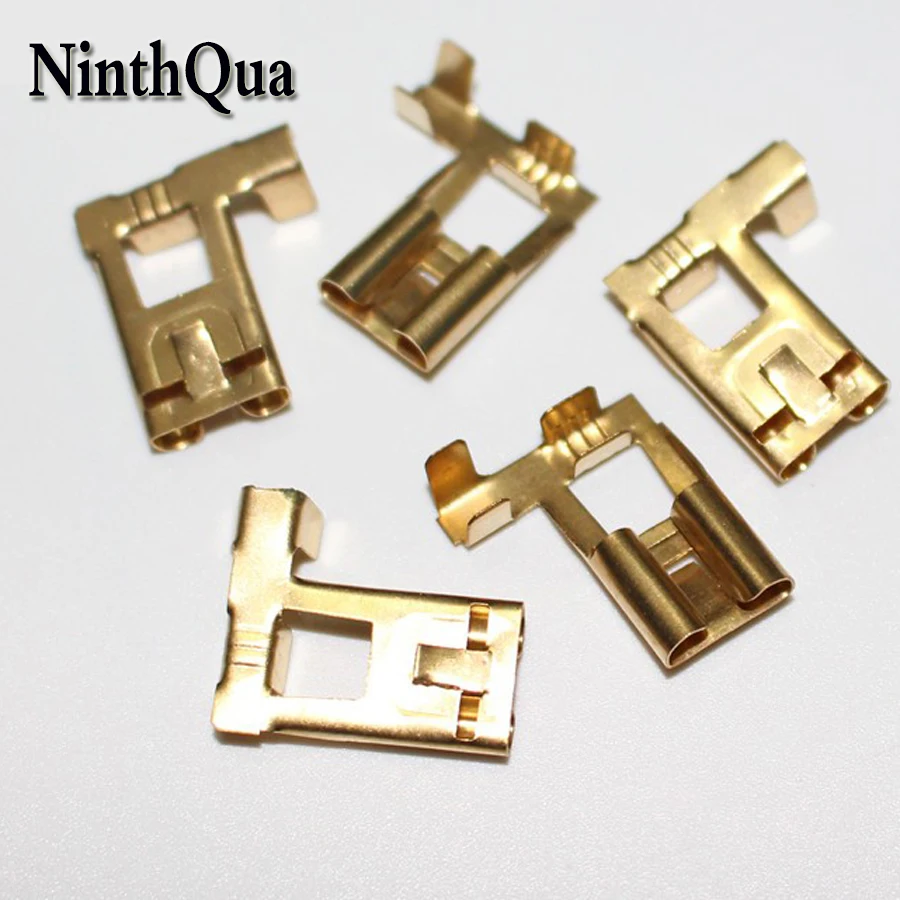 

50Pcs 7.8mm Curved Crimp Spade Terminal Connection 7.8 mm Flag Copper Terminals Adaptor Connector Car Auto Boat Modified parts