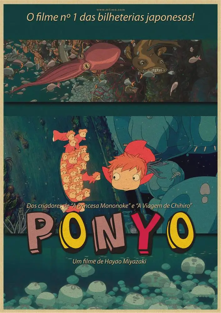 Ponyo на скале Хаяо Миядзаки крафт-бумага классический мультфильм фильм плакат домашний декор наклейка на стену