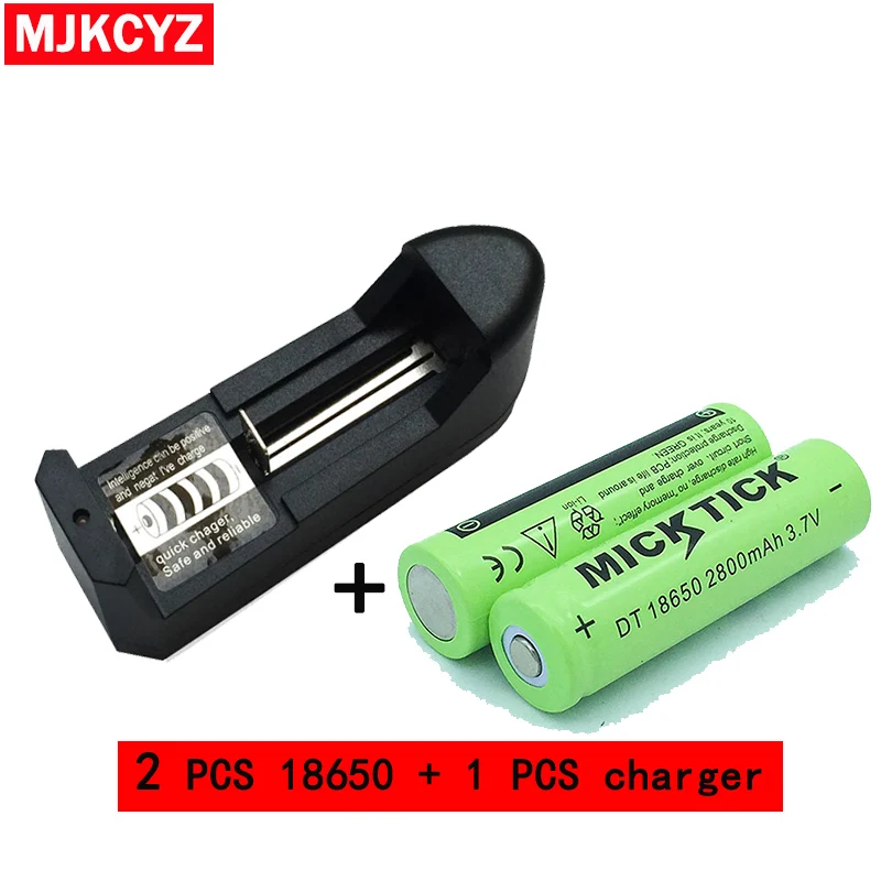 

2Pcs 18650 3.7V 2800mAh Battery batteries lithium Li Ion Rechargeable Flashlight+18650 16340 14500 AA AAA universal charger