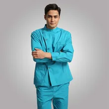 Костюм для медсестры, Раздельный костюм с длинными рукавами для мужчин и женщин, воротник-стойка, белое пальто с длинным рукавом, тонкая оральная Стоматологическая форма, одежда для доктора