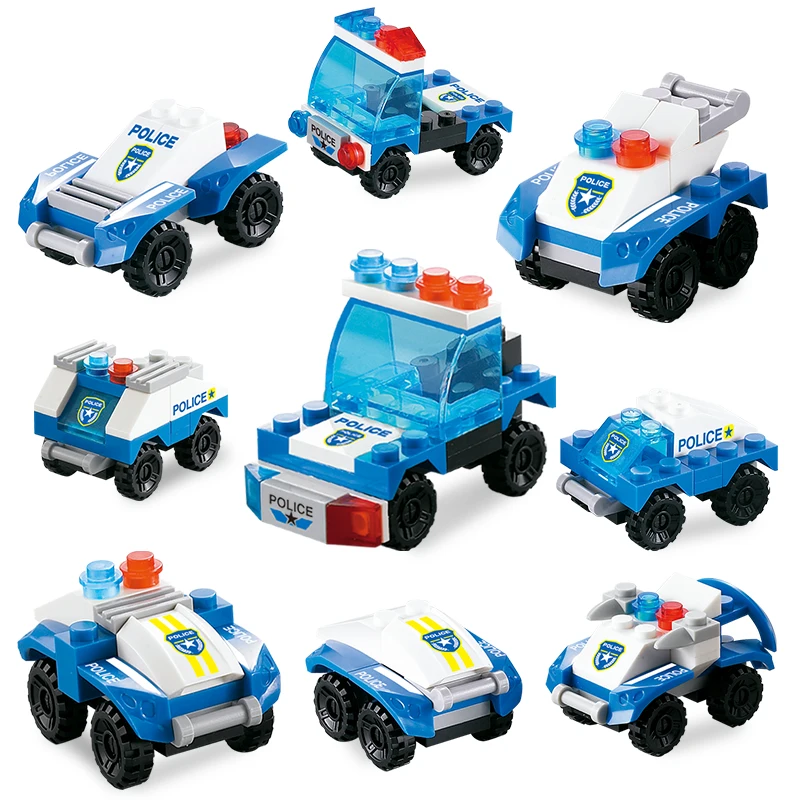 

City Series Small Building Blocks Engineering Fire Fighting Police Series Small Bricks Toy For Children DIY Blocks Gift Sticker