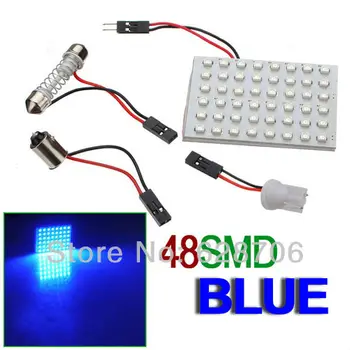 

48 LED Light Panel 3528 1210 SMD BA9S Adapter Festoon Dome T10 Socket White/Blue/Warm White Interior Light Lamp Bulb 12V