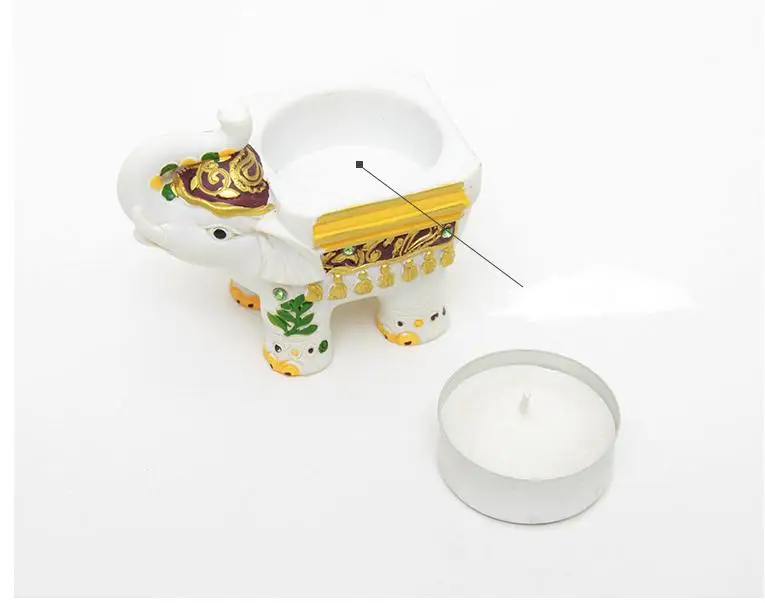 100 шт. в партии Индии стиль юбилей сувениры смолы Lucky Красочные Слон Tealight подсвечник для Свадебные подарки SN2382