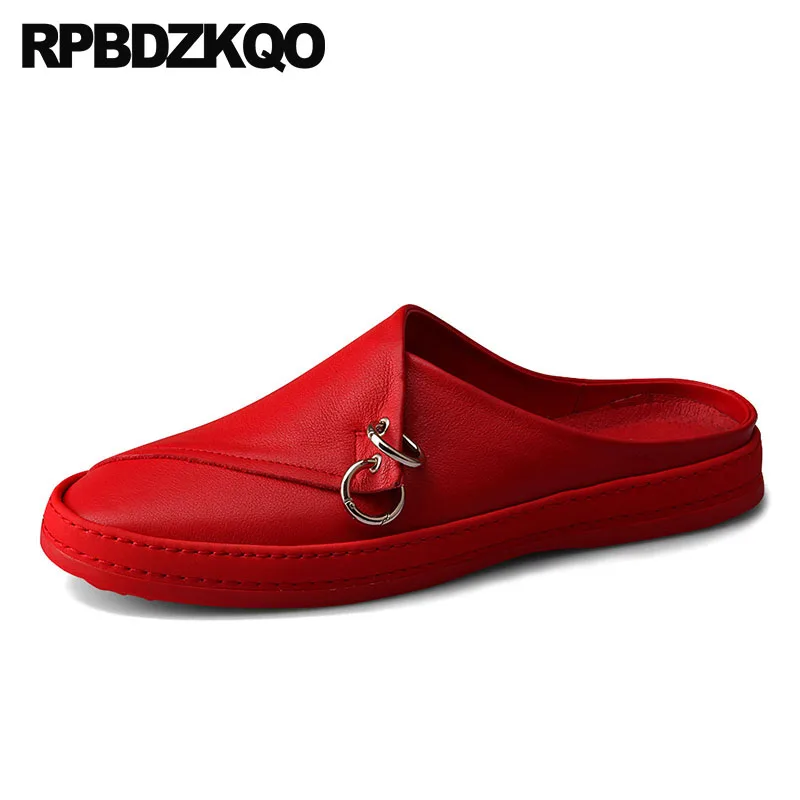ons Conforto Deslizamento Vermelho Dos Venda Moda Do Apartamentos De Redondo Tênis Sapatos Ocasional Quente 2018 Qualidade Dedo Pé Coreano branco Meninos Alta Metal Branco Homens Vermelho Mulas Designer BSzqwX
