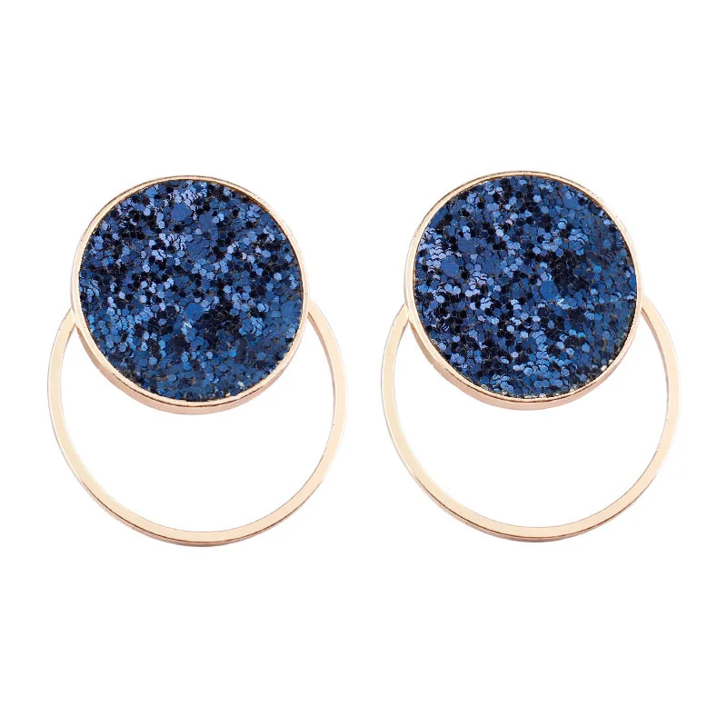 

ZWPON 2019 Fashion Large Glitter Leather Round Earrings for Women Geometric Big Copper Circle Earrings Brinco Ear Oorbellen Gift
