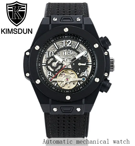 

Luxury KIMSDUN Automatic Mechanical Mens Watches Relogio Leather Business Watch Men erkek kol saati Male Clock Montre Homme