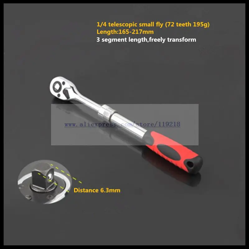 

Ratchet Wrench 1/4" 3/8" 1/2" Socket Driver Allen Key Length Adjustable 72 Teeth Ratchet Spanner Wrench