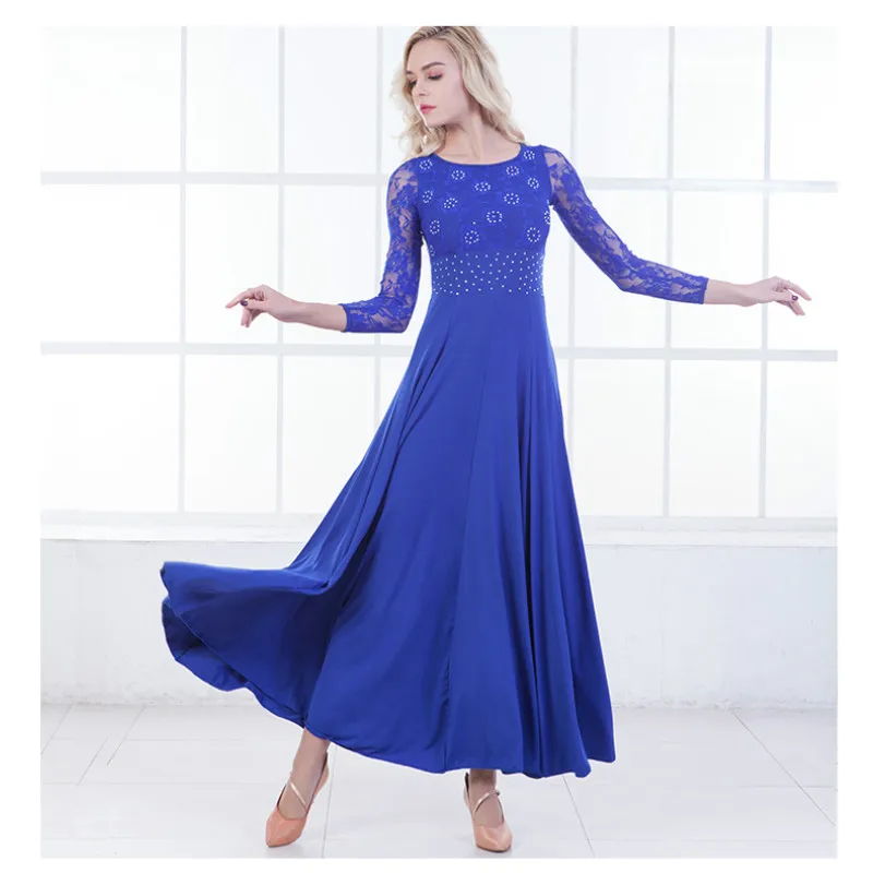 Modern Dance Dress Long Sleeve Ballroom Dance Costume National Standard Dress Waltz Performance Clothing B-6215