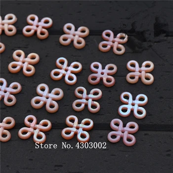 

20pcs/lot 15mm Natural Hollow Clover Mother of Pearl shell for DIY Jewelry Natural Pink Chinese knot MOP Pearl shell Beads