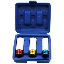 3 pçs/pçs/set mangas 17/19/21mm mangas de proteção do pneu carro parede impacto profundo porca liga soquete da roda azul vermelho amarelo