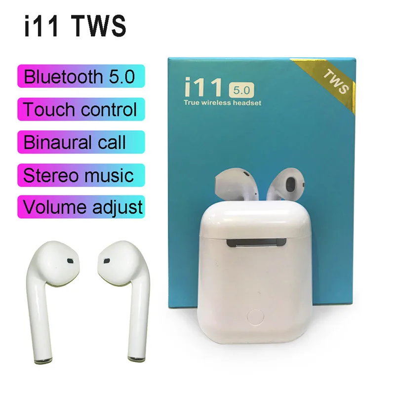 

i11 Tws Double Mini Bluetooth 5.0 touch Earphones Earbuds Wireless touch button With Charging Box smart siri double ear call for