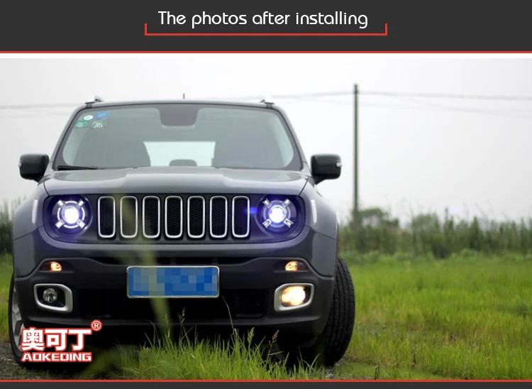 AKD Авто Стайлинг фара для Jeep Renegade- фары светодиодные ходовые огни биксеноновые фары Противотуманные фары ангельские глаза авто