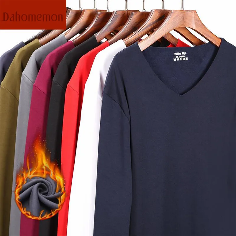 

Autumn and winter without trace thermal underwear Men's autumn clothing Long-sleeved t-shirt Slim plus thick plus cashmere shirt