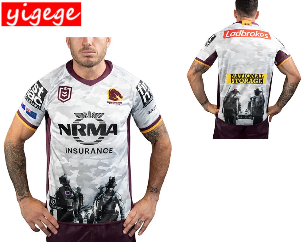 

2019 BRISBANE BRONCOS ANZAC Round Jersey NRL National League rugby shirt nrl jersey Australia Brisbane Broncos rugby Jerseys