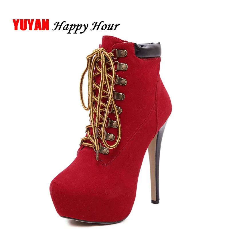 

2019 Autumn Winter Boots Women Super High Heels Platform Heeled Fashion Women's Boots Ladies Brand High Heel Ankle Botas ZH2400