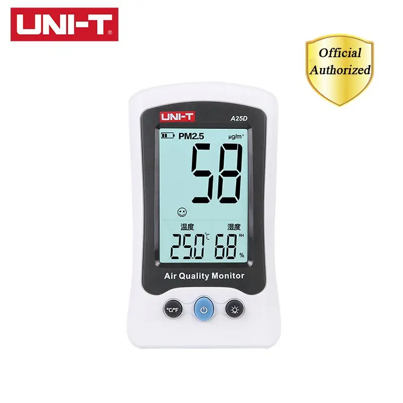 

UNI-T A25D PM2.5 Testers Desktop Air Quality Measurement Detector Temperature Humidity Monitor Auto Range Overload Indication