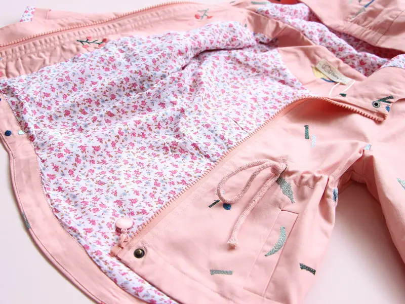 Новая длинная куртка с капюшоном и цветочной вышивкой для девочек на весну и лето, рубашка, Детская куртка, одежда