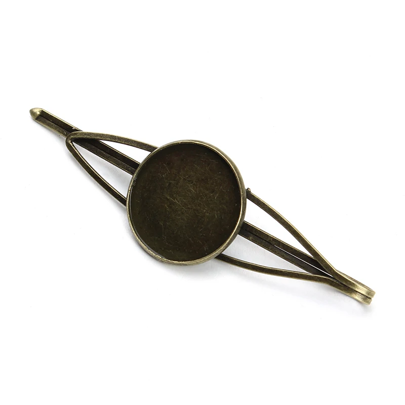 

10pcs/lot Copper Antique Bronze Blank Hairpin Cabochon Setting Round Hair Snap Clips Cameo Bezel Base 20mm DIY Hair Making F3659