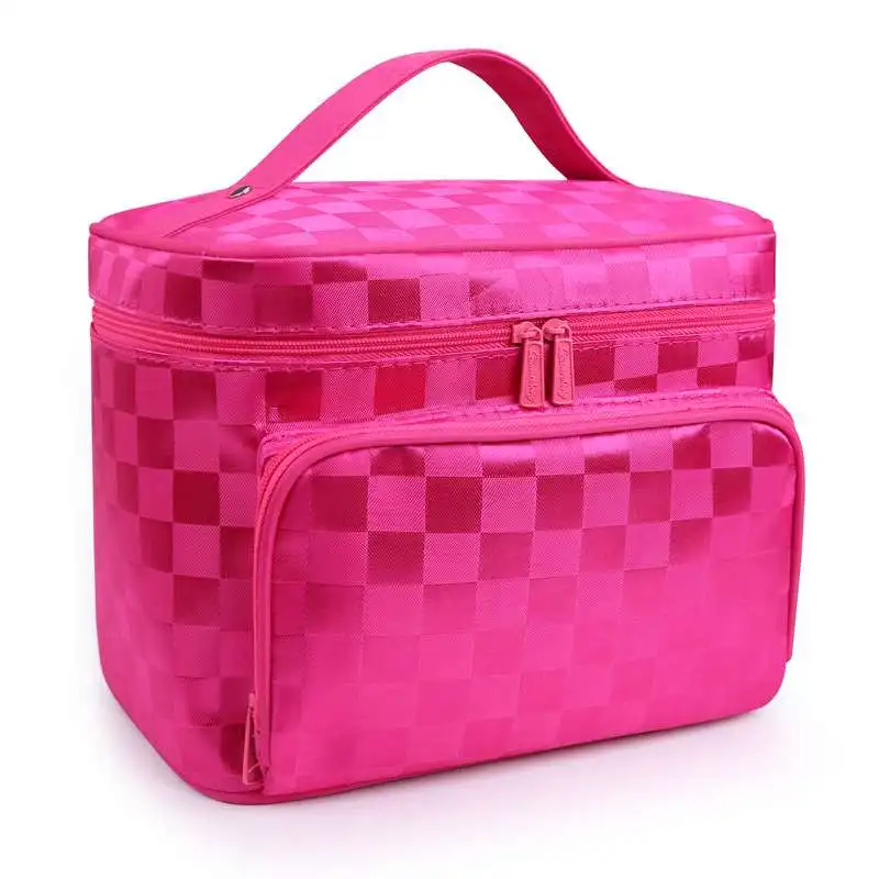

SUONAYI Woman Cosmetic Bags Striped Pattern Organizer Makeup Bag Folding Travel Toiletry Bag Large Capacity Storage Beauty Bag