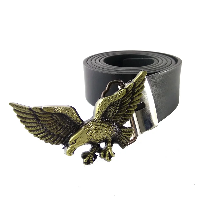 High quality western cowboy belts for men with USA American 3D Eagle belt buckle Black PU ...