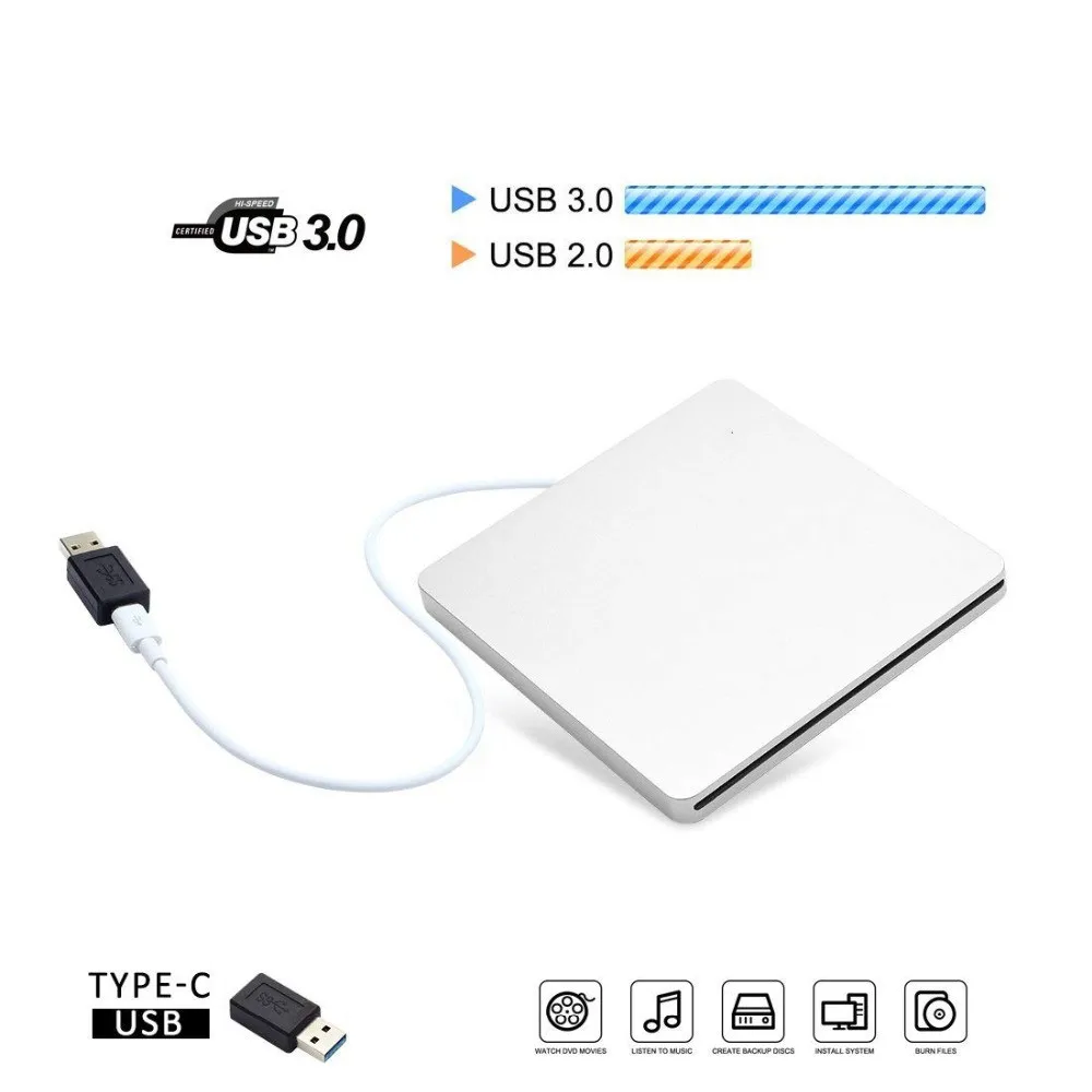 YiYaYo type C USB 2,0 внешний DVD привод Оптический привод DVD RW горелка Писатель CD rom плеер для hp ноутбук Настольный Windows MAC OS