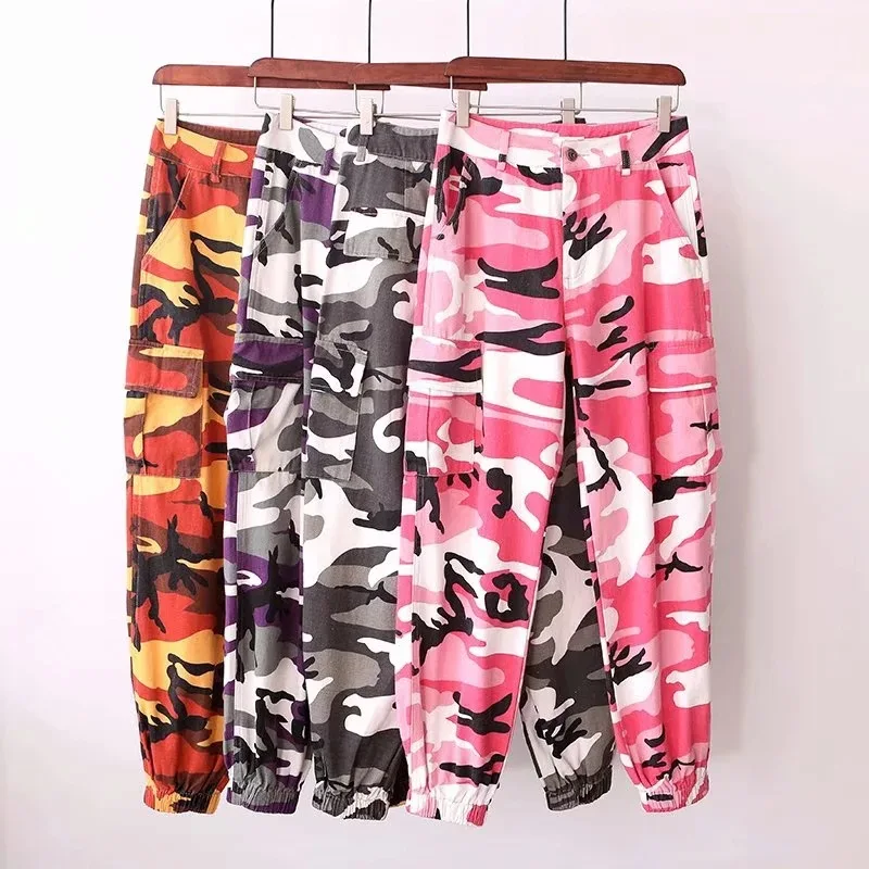 

Tenygo Leisure beam camouflage foot trousers autumn women's clothing new European American BF wind high waist loose sweatpants