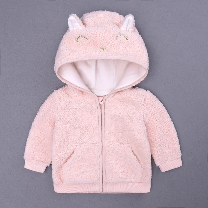 

Free shipping European and American winter wholesale bear pattern lamb style jacket sweater outerwear for baby girl