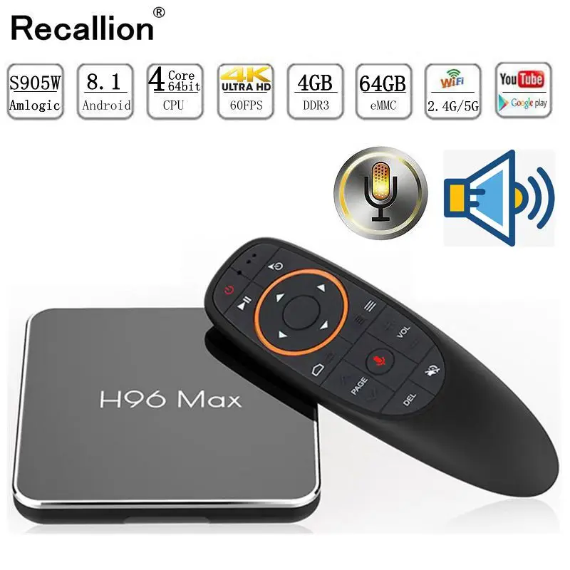 

H96 Max x2 Voice Smart TV BOX Android 9.0 Amlogic S905X2 LPDDR4 Quad Core 4GB 32GB 64GB 2.4G&5GHz Wifi 4K Set top box PK X96 MAX