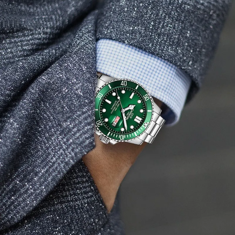 الراقية الرياضة ووتش المياه شبح سلسلة كرنفال السباحة التلقائي ووتش الرجال تقويم الياقوت مضيئة ساعات آلية الرجال