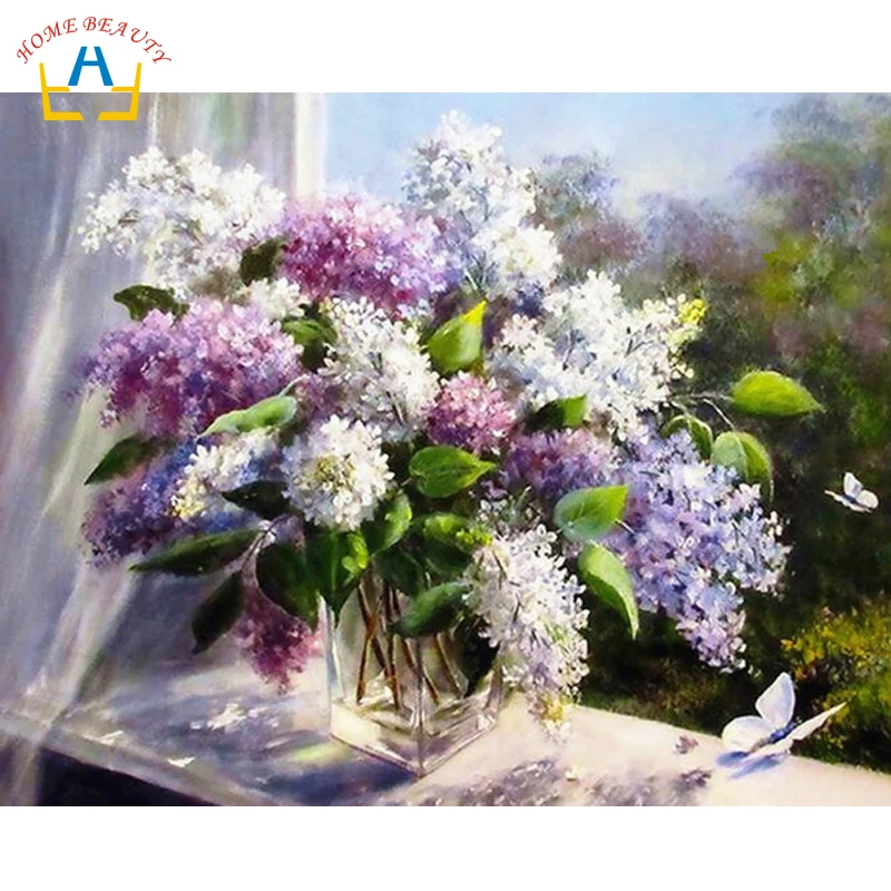 

Diy coloring picture by numbers painting calligraphy canvas pictures for living room drawing by number flowers butterfly Y095