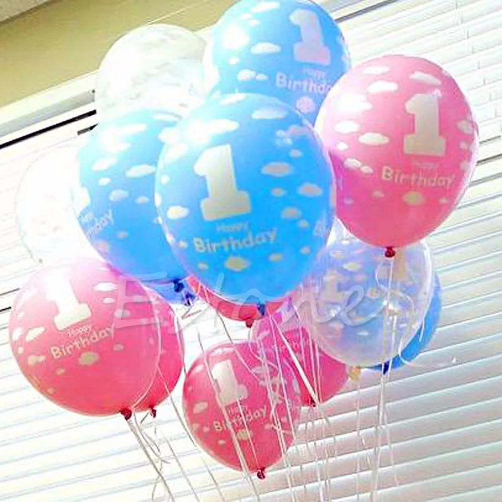 

Hot 20pcs Baby 1st First Birthday Ballons Girl Boy Printed Number 1 Party Things