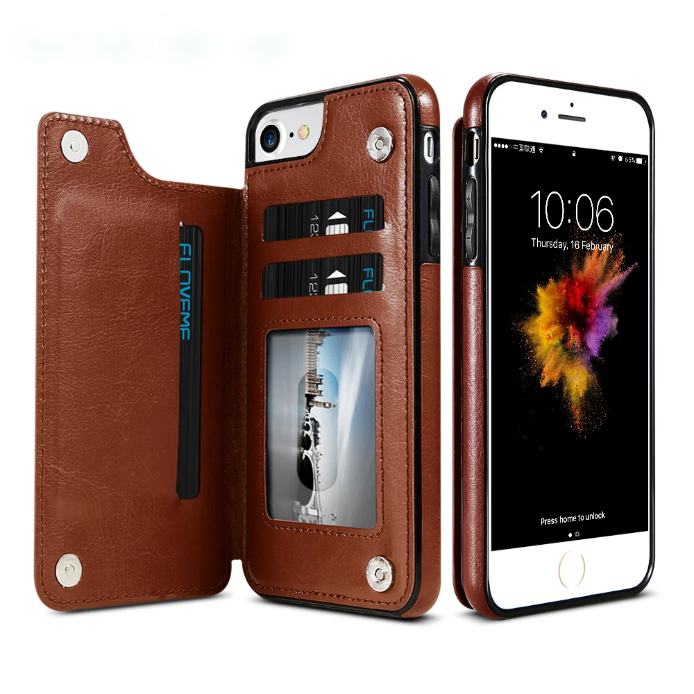 Роскошный чехол кошелек для iPhone 6 6S Plus X XS Max XR кожаный держатель карт откидная